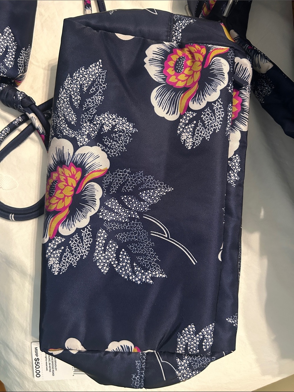 Vera Bradley Navy Floral Crossbody with Pink & Yellow Blooms